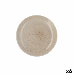 Flat plate Ariane Porous Ceramic Beige Ø 27 cm (6 Units)