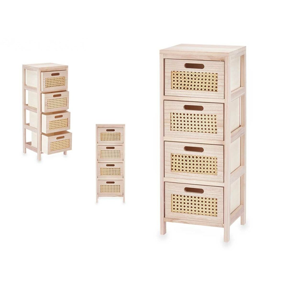 Schubladenschrank GiftDecor Rattan natürlich 27 x 73 x 25 cm 4 Schubladen