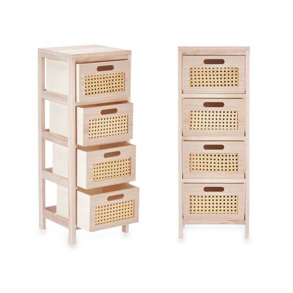 Schubladenschrank GiftDecor Rattan natürlich 27 x 73 x 25 cm 4 Schubladen