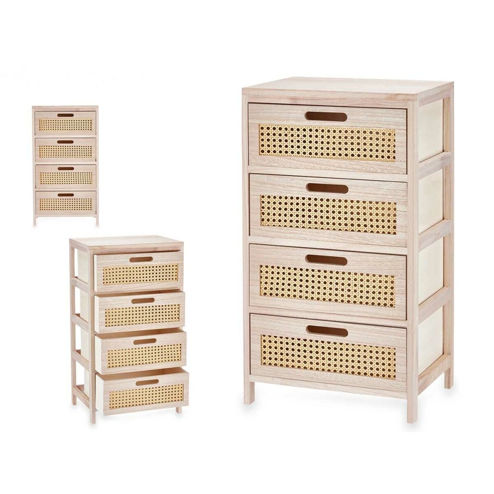 Schubladenschrank GiftDecor Rattan natürlich 40 x 73 x 29 cm 4 Schubladen