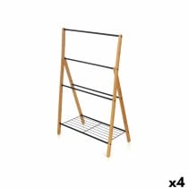 Free-Standing Towel Rack Kipit B7816 Black Metal Bamboo 60 x 90 x 37 cm 4 Units