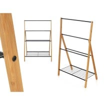 Free-Standing Towel Rack Kipit B7816 Black Metal Bamboo 60 x 90 x 37 cm 4 Units