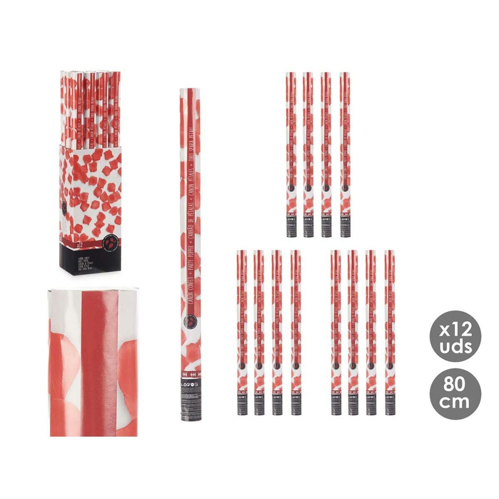 Confetti cannon 9119-80 Red Paper Cardboard Plastic 5 x 79 x 5 cm (12 Units)