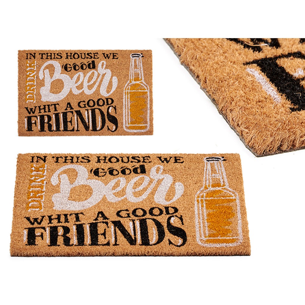 Paillasson GiftDecor Beer Imprimé PVC Fibres de coco 60 x 2 x 40 cm (10 Unités)