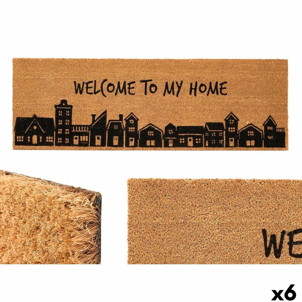 Doormat GiftDecor My home Natural PVC Coconut Fibre 120 x 1 x 40 cm (6 Units)