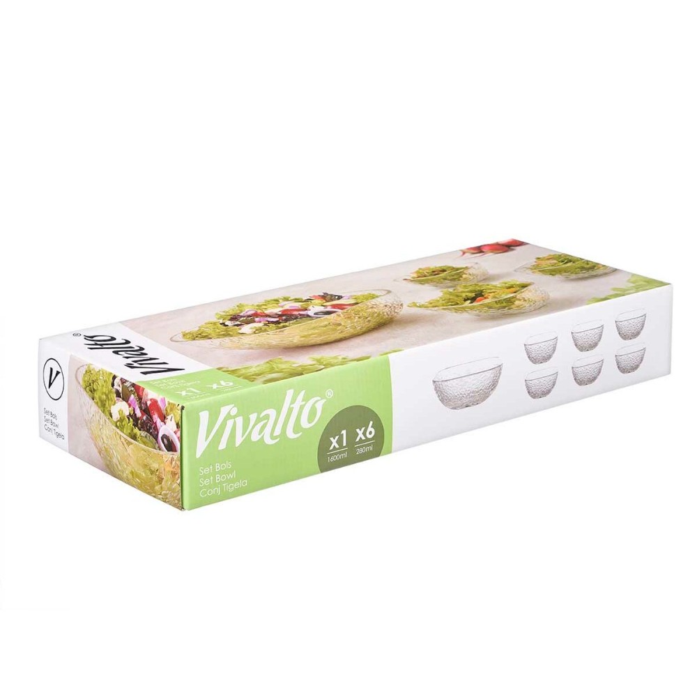 Set of bowls Vivalto TP70165BK/BH Transparent Glass 20 x 20 x 8 cm 10,3 x 10,3 x 5,5 cm (4 Units)