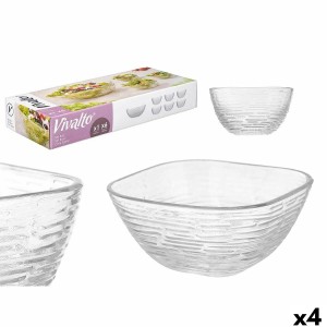 Set of bowls Vivalto TP70165L/BH Transparent Glass 20 x 20 x 8 cm 10,3 x 10,3 x 5,5 cm (4 Units)