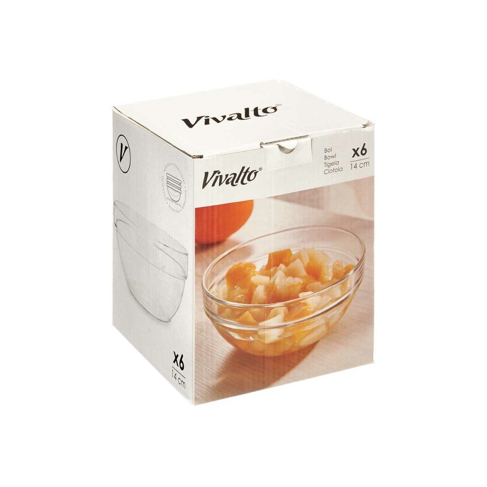 Mixing Bowl Vivalto 76760 Transparent Glass 14 x 6,5 x 14 cm 6 Units