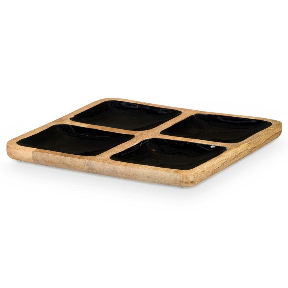 Plateau avec Compartiments MALI-991 B Noir 31 x 3 x 31 cm (6 Unités)