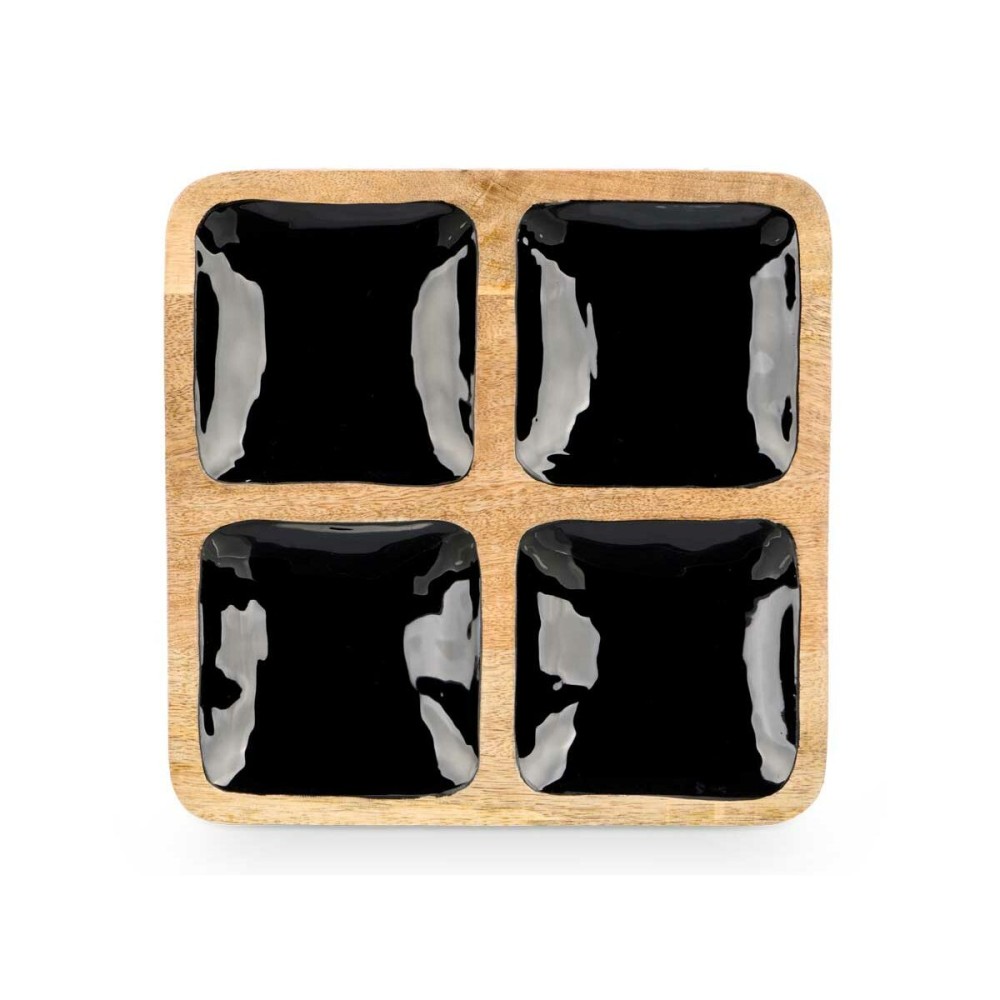 Plateau avec Compartiments MALI-991 B Noir 31 x 3 x 31 cm (6 Unités)