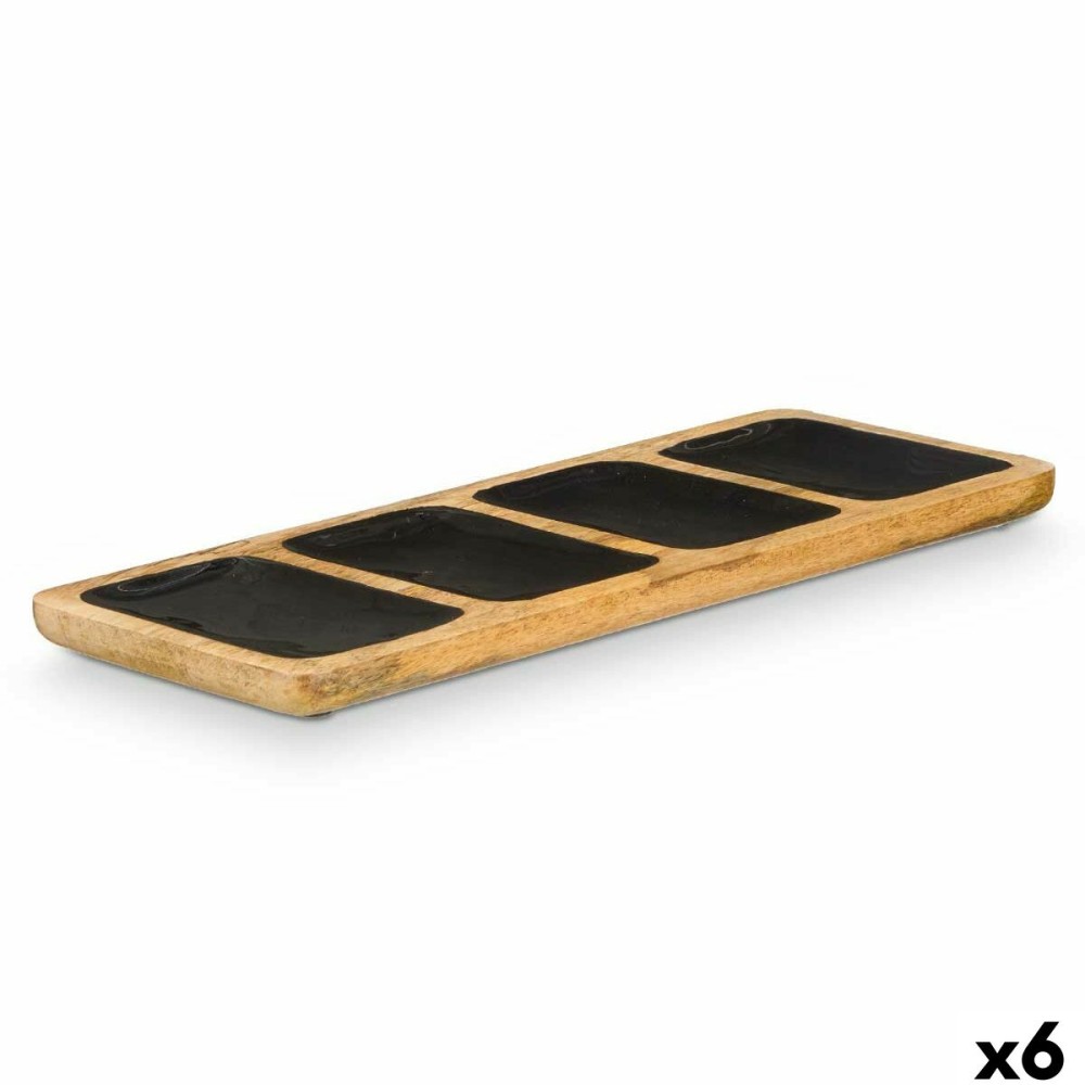 Plateau avec Compartiments MALI-941 B Noir 46 x 3 x 17 cm (6 Unités)