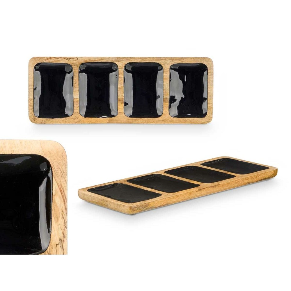 Plateau avec Compartiments MALI-941 B Noir 46 x 3 x 17 cm (6 Unités)