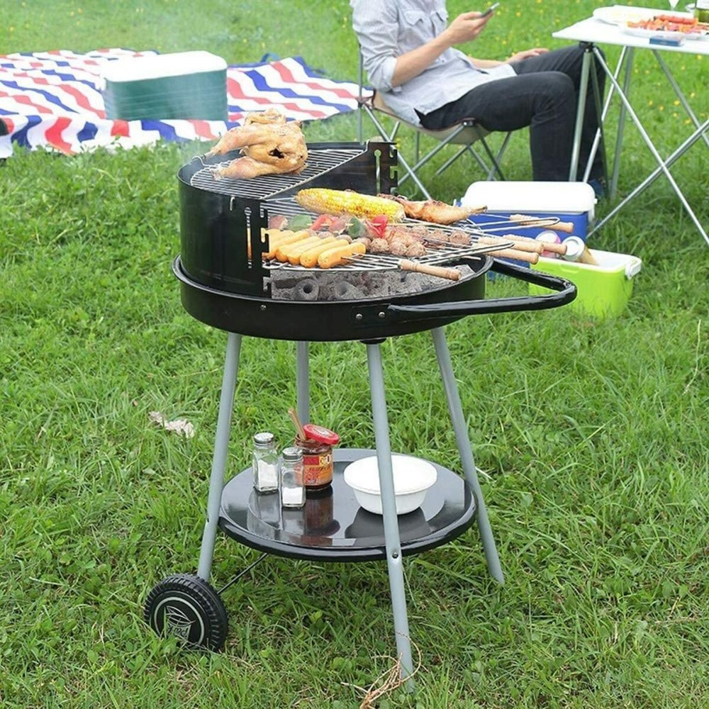 Roues de barbecue au charbon de bois Grill Noir Ø 51 cm