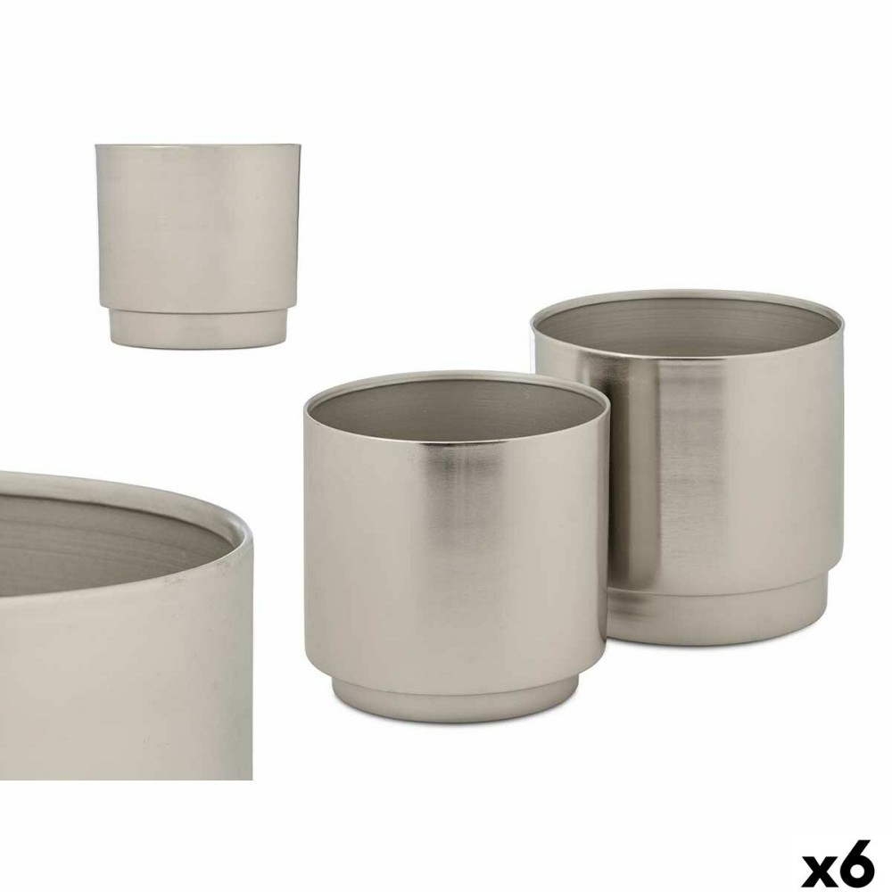 Set of pots GiftDecor 40055-S Silver Iron 18 x 16,5 x 18 cm 16 x 15,5 x 16 cm (6 Units)