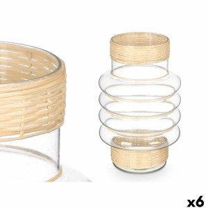 Kerzenschale SG-29853 Durchsichtig natürlich Glas Rattan 18 x 30 x 18 cm (6 Stück)