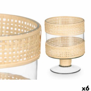 Candleholder GiftDecor SG-29685 Transparent Natural Glass Rattan 15 x 20 x 15 cm (6 Units)