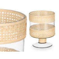 Candleholder GiftDecor SG-29685 Transparent Natural Glass Rattan 15 x 20 x 15 cm (6 Units)