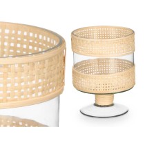 Kerzenschale SG-29685 Durchsichtig natürlich Glas Rattan 15 x 20 x 15 cm (6 Stück)