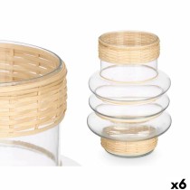 Candleholder GiftDecor SG-29857 Transparent Natural Glass Rattan 18 x 24 x 18 cm (6 Units)