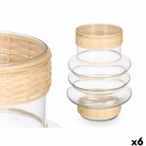 Kerzenschale SG-29857 Durchsichtig natürlich Glas Rattan 18 x 24 x 18 cm (6 Stück)