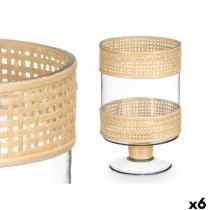 Kerzenschale SG-29684 Durchsichtig natürlich Glas Rattan 15,5 x 24 x 15,5 cm (6 Stück)
