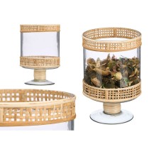 Kerzenschale GiftDecor SG-29684 Durchsichtig natürlich Glas Rattan 15,5 x 24 x 15,5 cm (6 Stück)