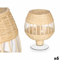 Kerzenschale SG-30540 Durchsichtig natürlich Glas Rattan 18 x 22 x 18 cm (6 Stück)