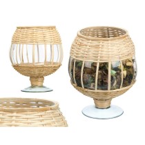 Kerzenschale SG-30540 Durchsichtig natürlich Glas Rattan 18 x 22 x 18 cm (6 Stück)