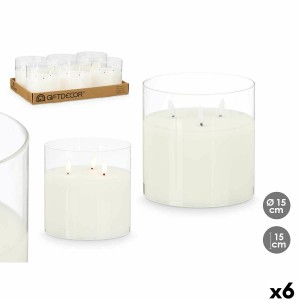 LED Candle GiftDecor Z23688 White Transparent 15 x 15 x 15 cm (6 Units)