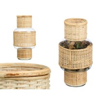 Kerzenschale SG-29653 Durchsichtig natürlich Glas Rattan 15,5 x 31 x 15,5 cm (6 Stück)