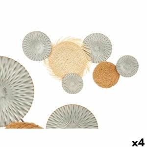 Wanddekoration 23SMB1537 Braun Grau Metall 76,8 x 4,4 x 50,2 cm (4 Stück)