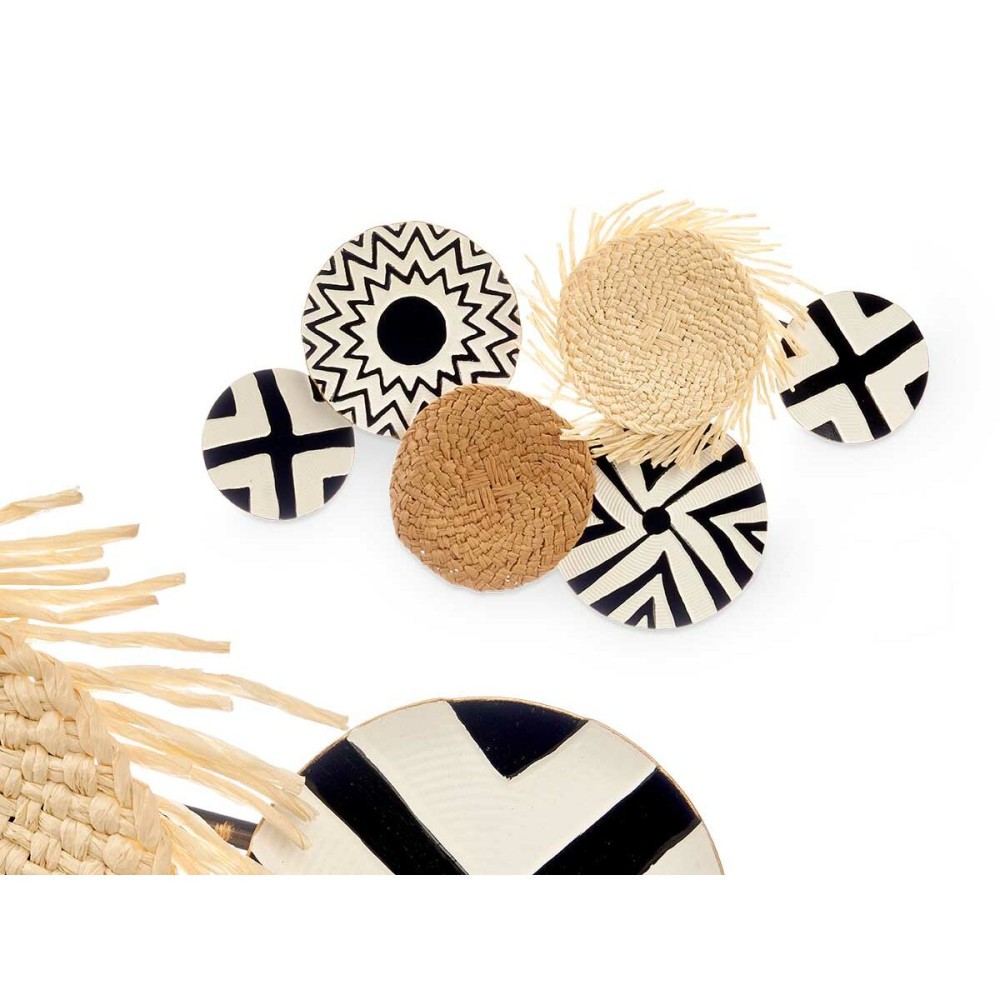 Wall Decoration 23SMB8404 White Brown Black Metal 60 x 40 x 5 cm (6 Units)