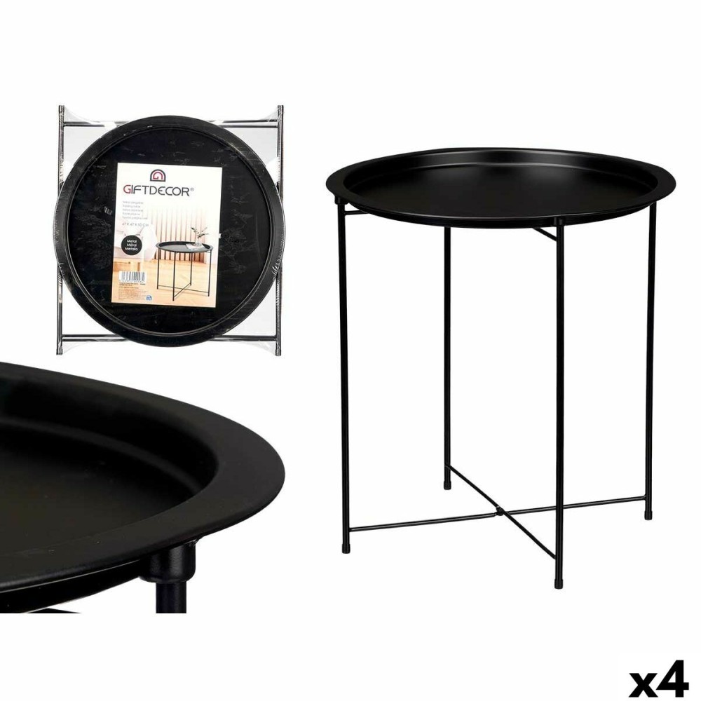 Folding Side Table GiftDecor WR4405 Black 46,8 x 50,2 x 46,8 cm (4 Units)