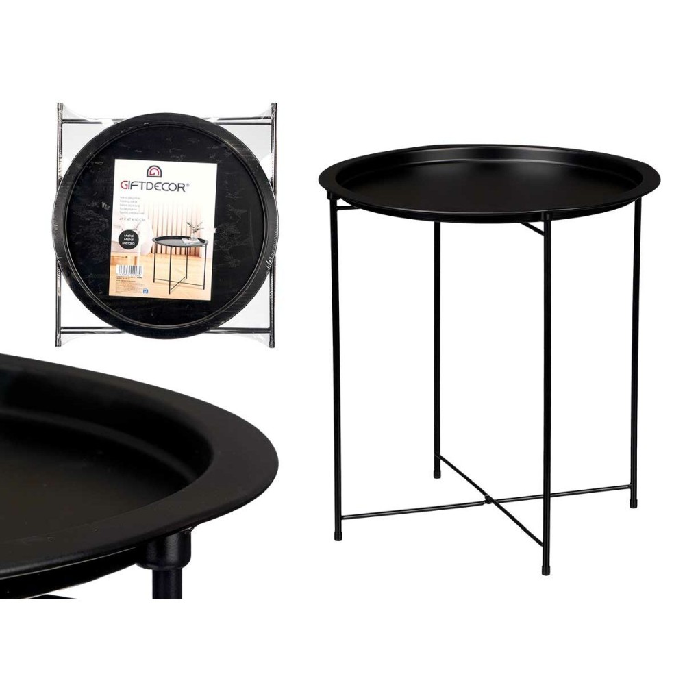 Folding Side Table GiftDecor WR4405 Black 46,8 x 50,2 x 46,8 cm (4 Units)