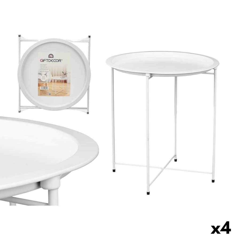 Table d'Appoint Pliable GiftDecor WR4405.1 Blanc 46,8 x 50,2 x 46,8 cm (4 Unités)