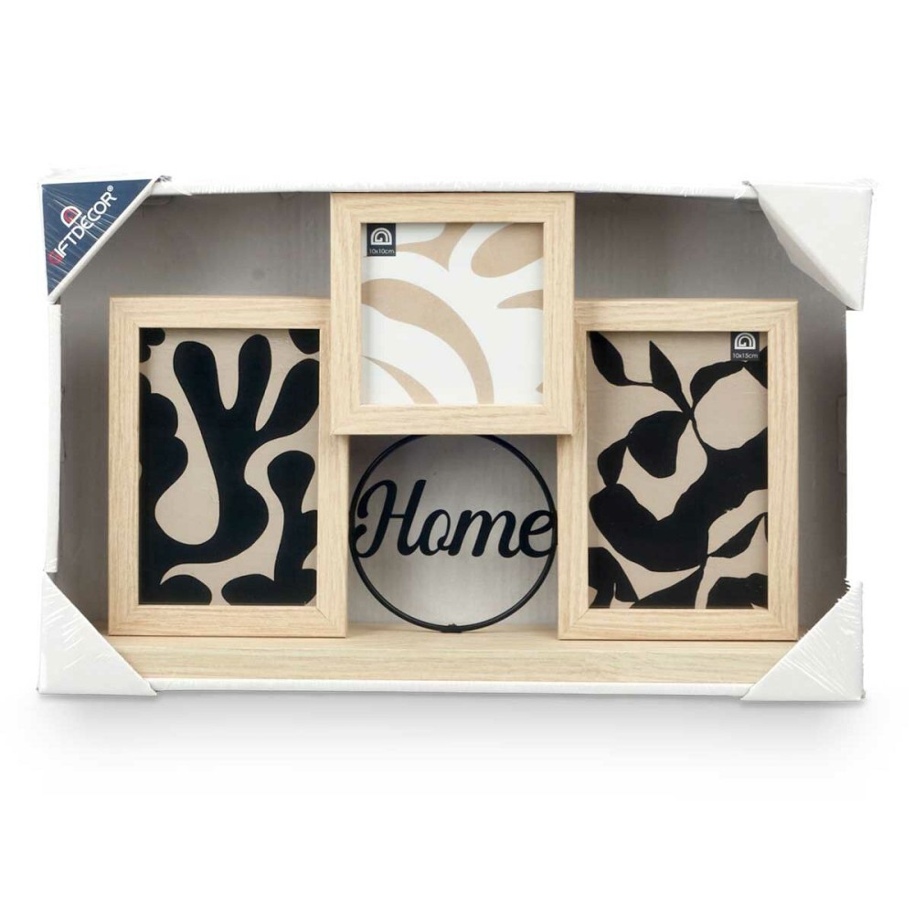 Photo frame GiftDecor 411106 Black Natural Metal MDF Wood (6 Units)