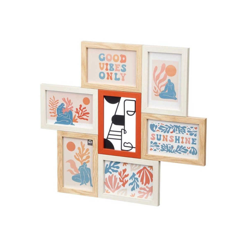 Photo frame 411408H Multicolour Metal MDF Wood (6 Units)