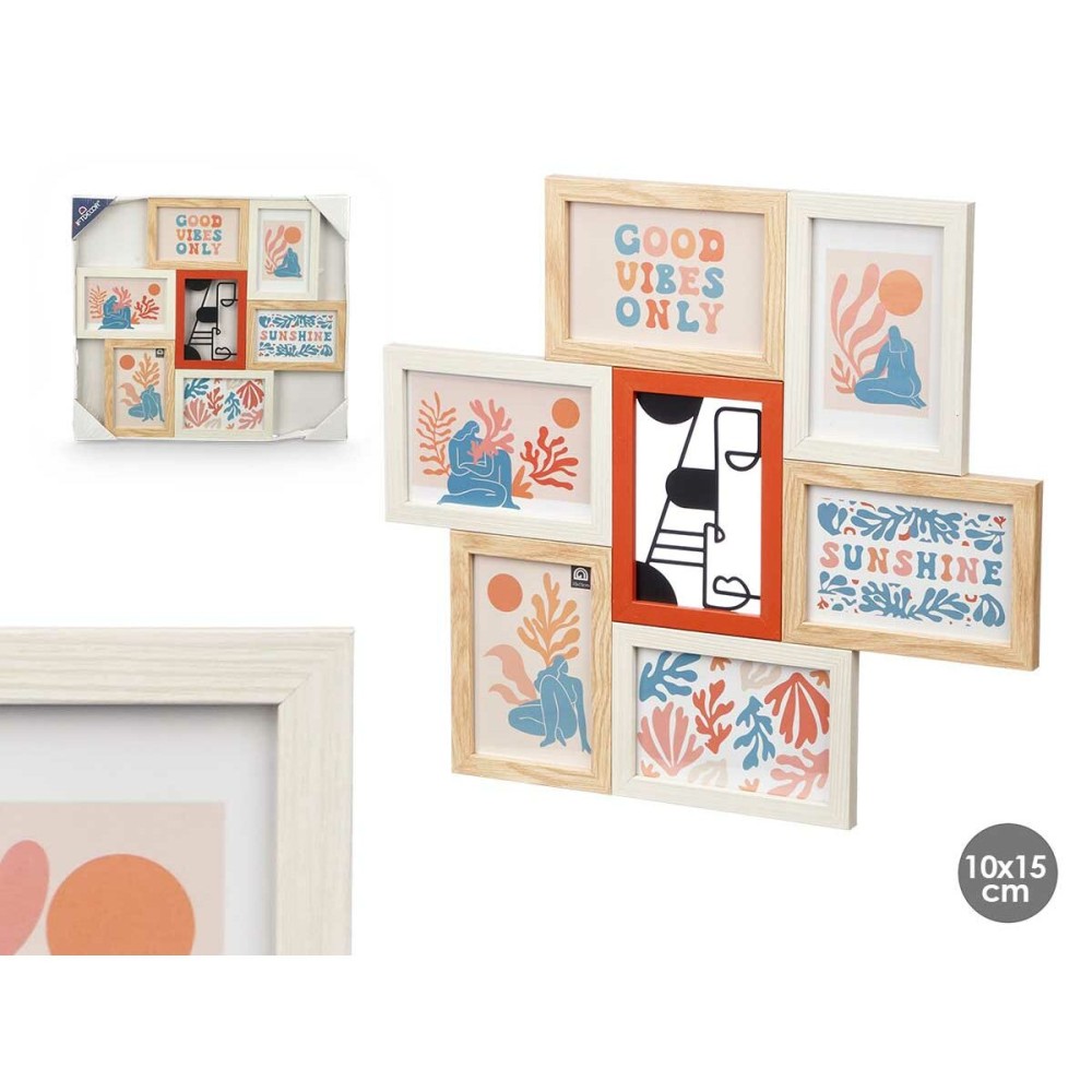 Photo frame 411408H Multicolour Metal MDF Wood (6 Units)