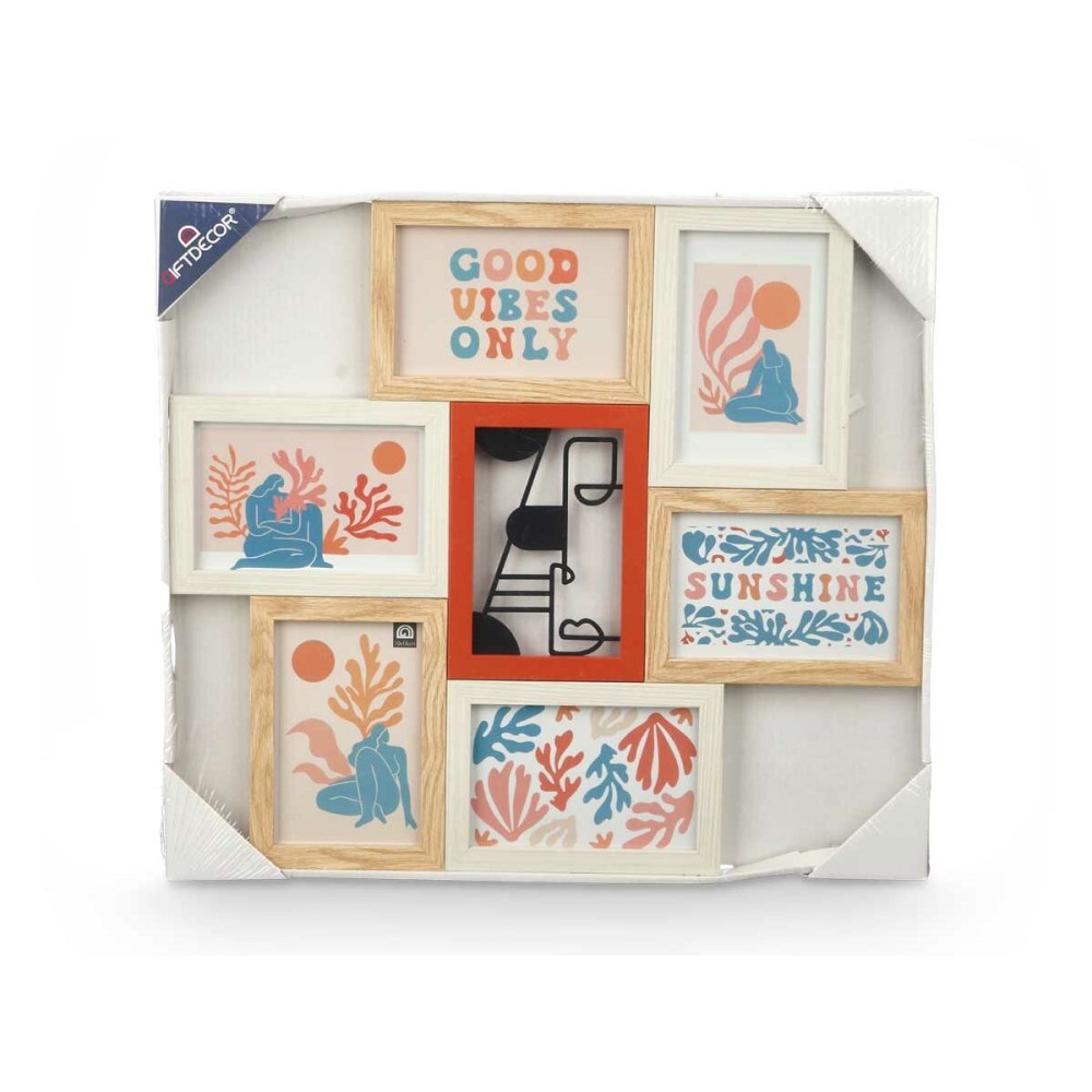 Photo frame 411408H Multicolour Metal MDF Wood (6 Units)