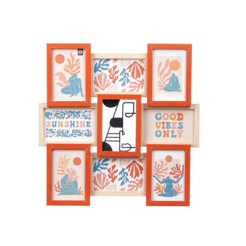 Photo frame 411408B Multicolour Metal MDF Wood (6 Units)