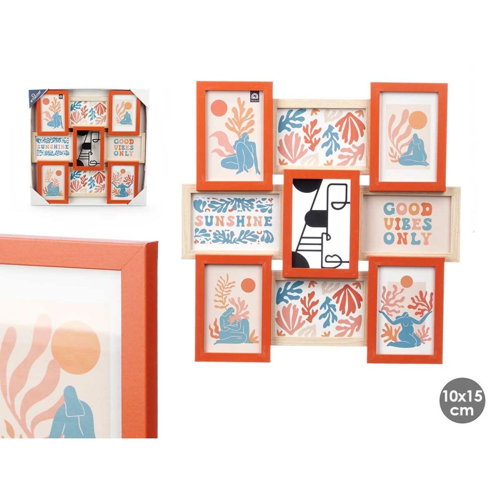 Photo frame 411408B Multicolour Metal MDF Wood (6 Units)