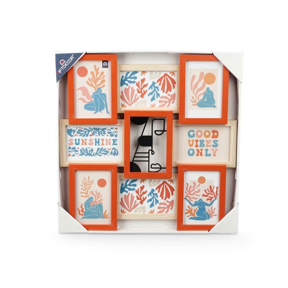 Photo frame 411408B Multicolour Metal MDF Wood (6 Units)