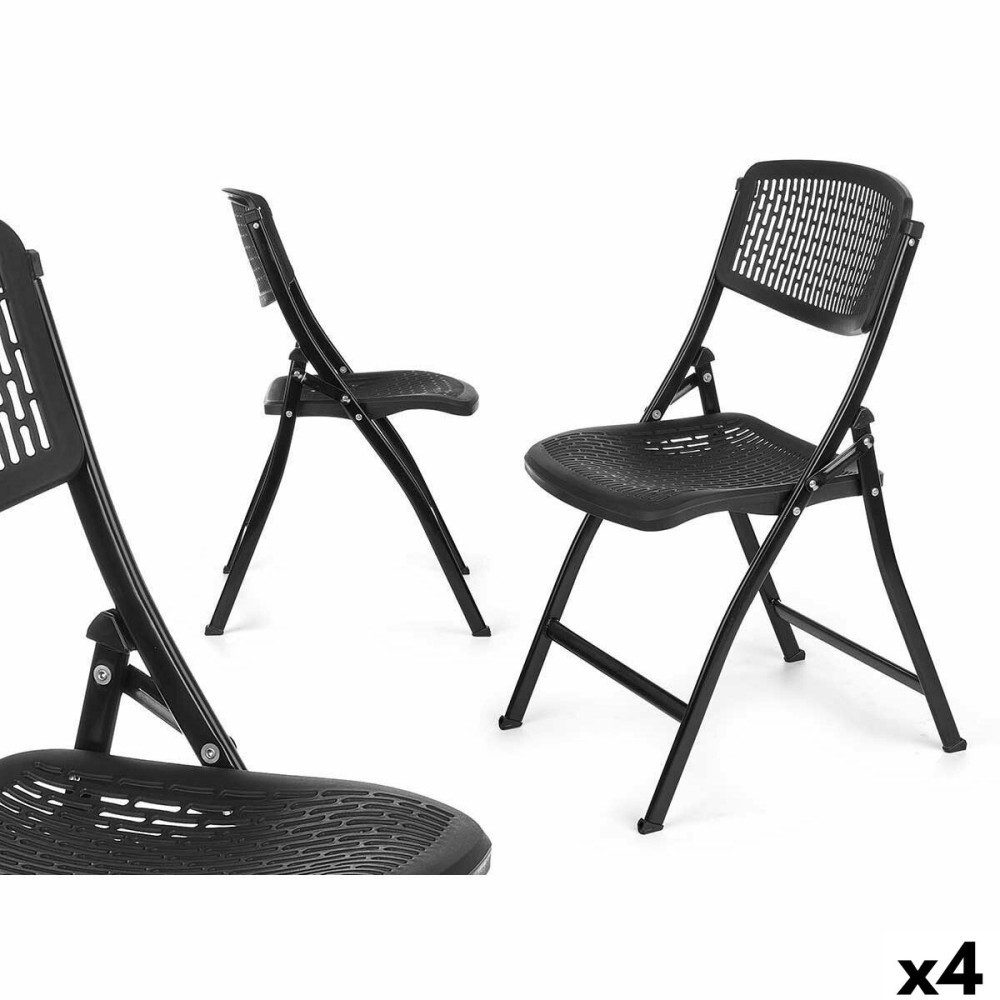 Folding Chair GiftDecor ZJ-Y59BL Black 59 x 50 x 82 cm 108 x 13,5 x 50 cm (4 Units)