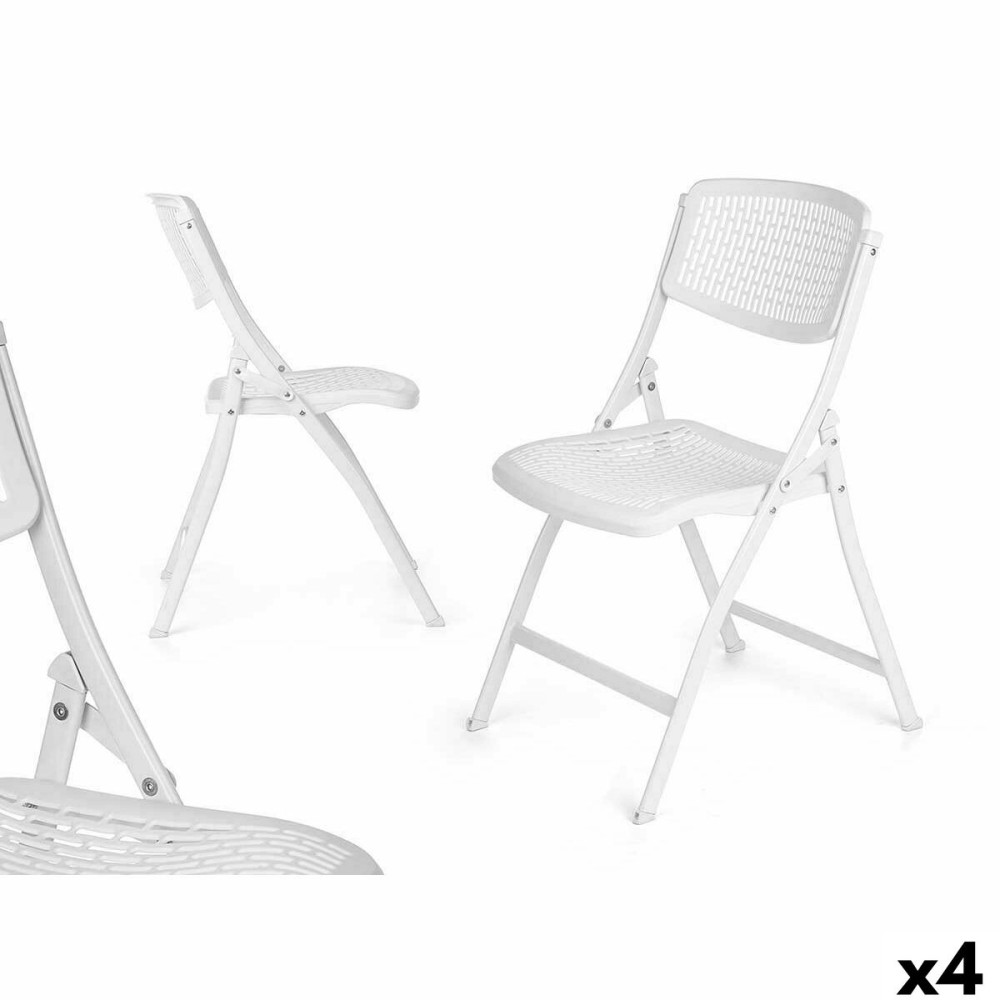 Chaise Pliante GiftDecor 12721 Blanc 59 x 50 x 82 cm 108 x 11,5 x 50 cm (4 Unités)