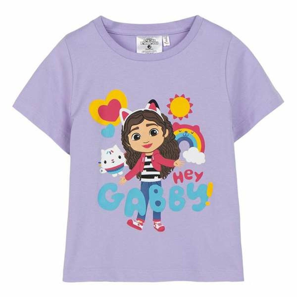 Child's Short Sleeve T-Shirt Gabby's Dollhouse White Purple