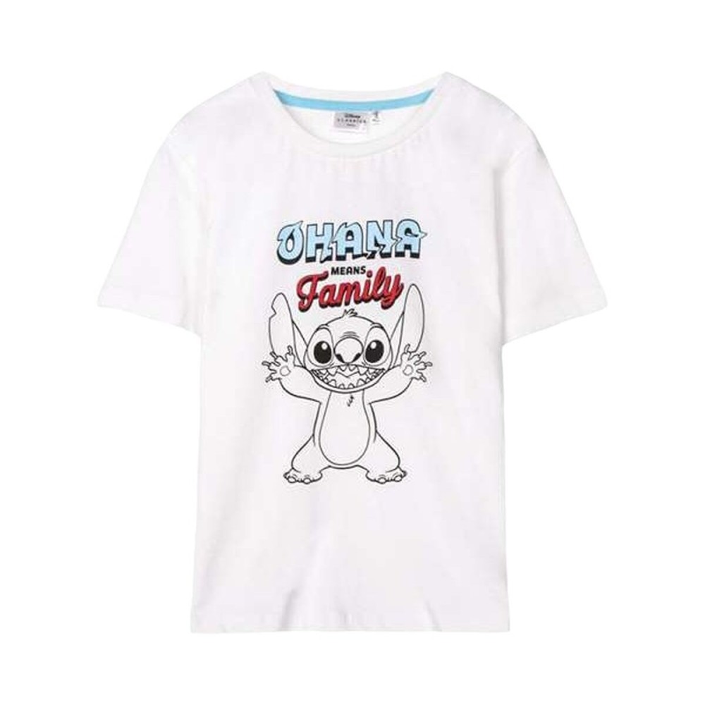 Jungen Kurzarm-T-Shirt Stitch Weiß