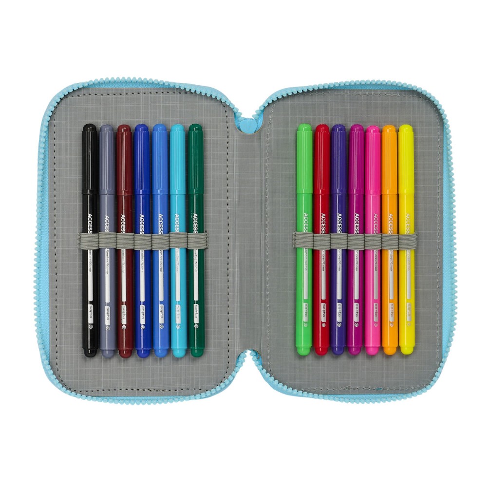 Triple Pencil Case Bluey Sky blue 12,5 x 19,5 x 5,5 cm 36 Pieces