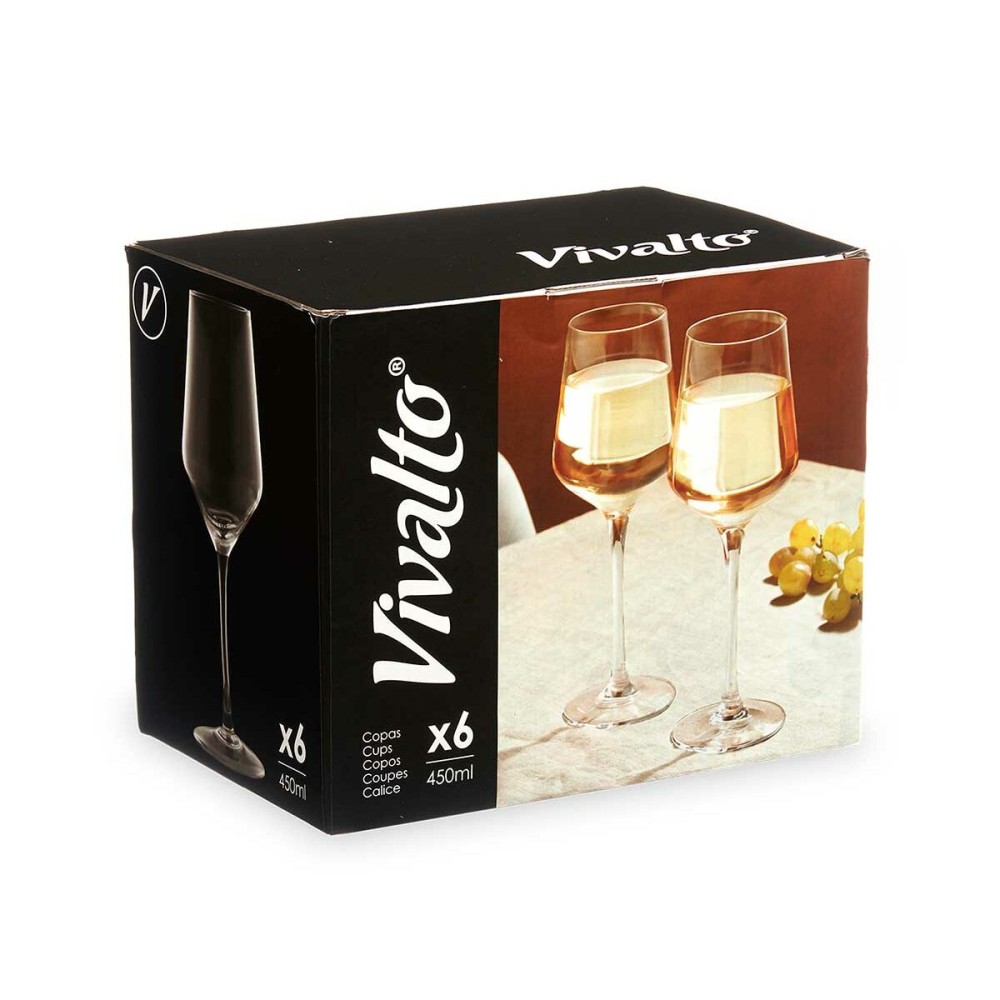 verre de vin Vivalto REJ6345/BHZ6 Transparent verre 450 ml (6 Unités)