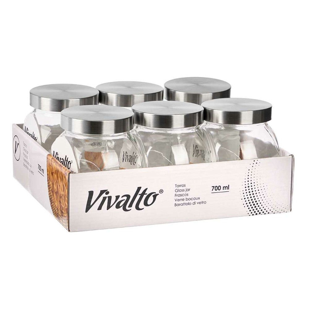 Bocal à biscuits Vivalto CW-74-5/TH6 Transparent verre 700 ml 11,5 x 12 x 8 cm (6 Unités)