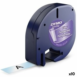 Ruban Laminé pour Etiqueteuses Dymo 12267 12 mm x 4 m Transparent Plastique Noir (10 Unités)